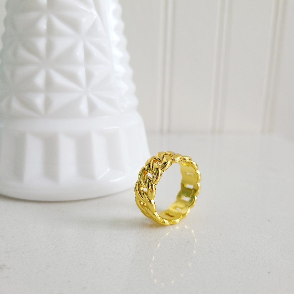 Braided Yellow Gold Statement Ring sz 8